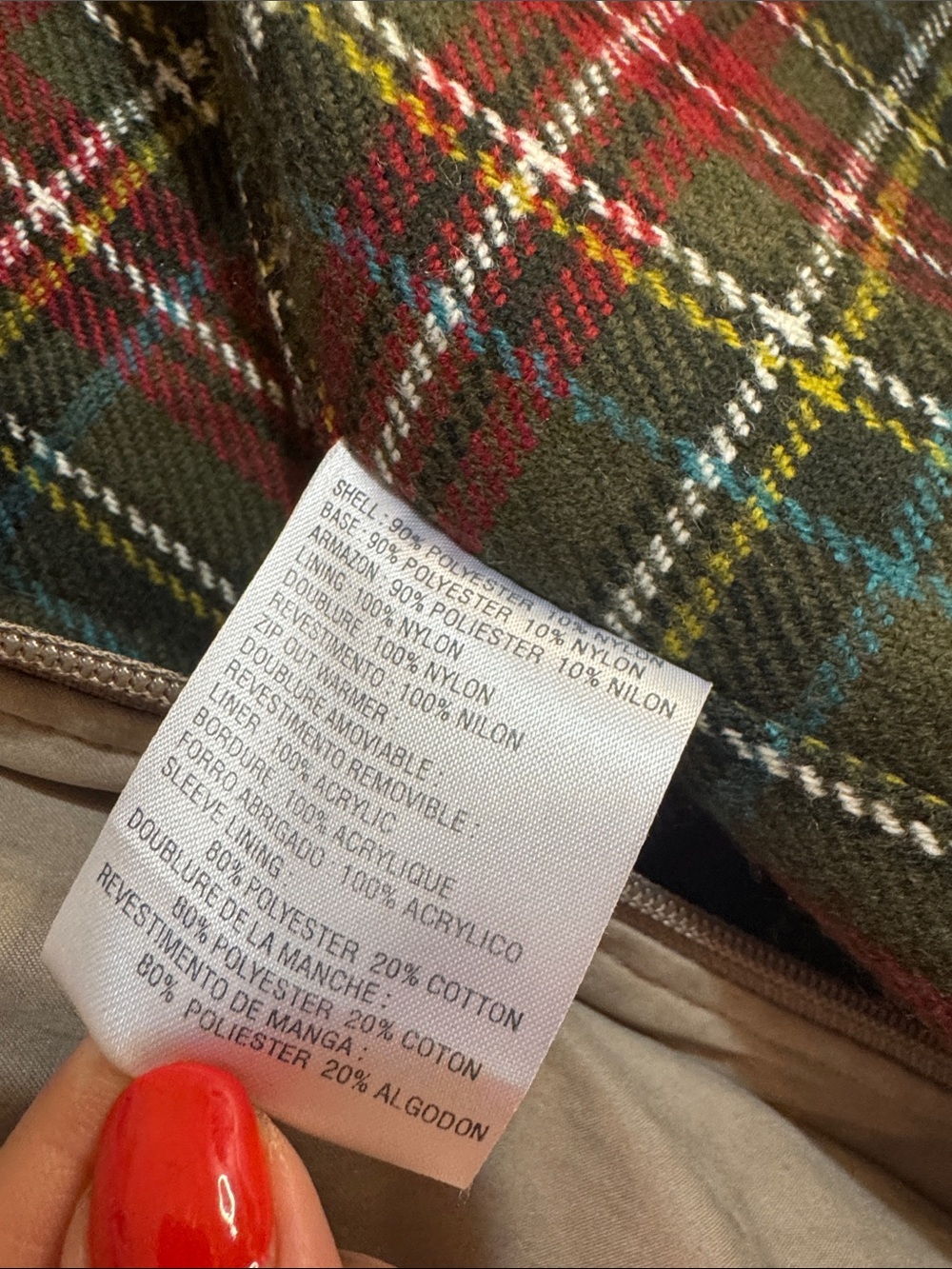 Liz Claiborne Tan Trench with Olive Plaid Lining - Picture 8 of 10
